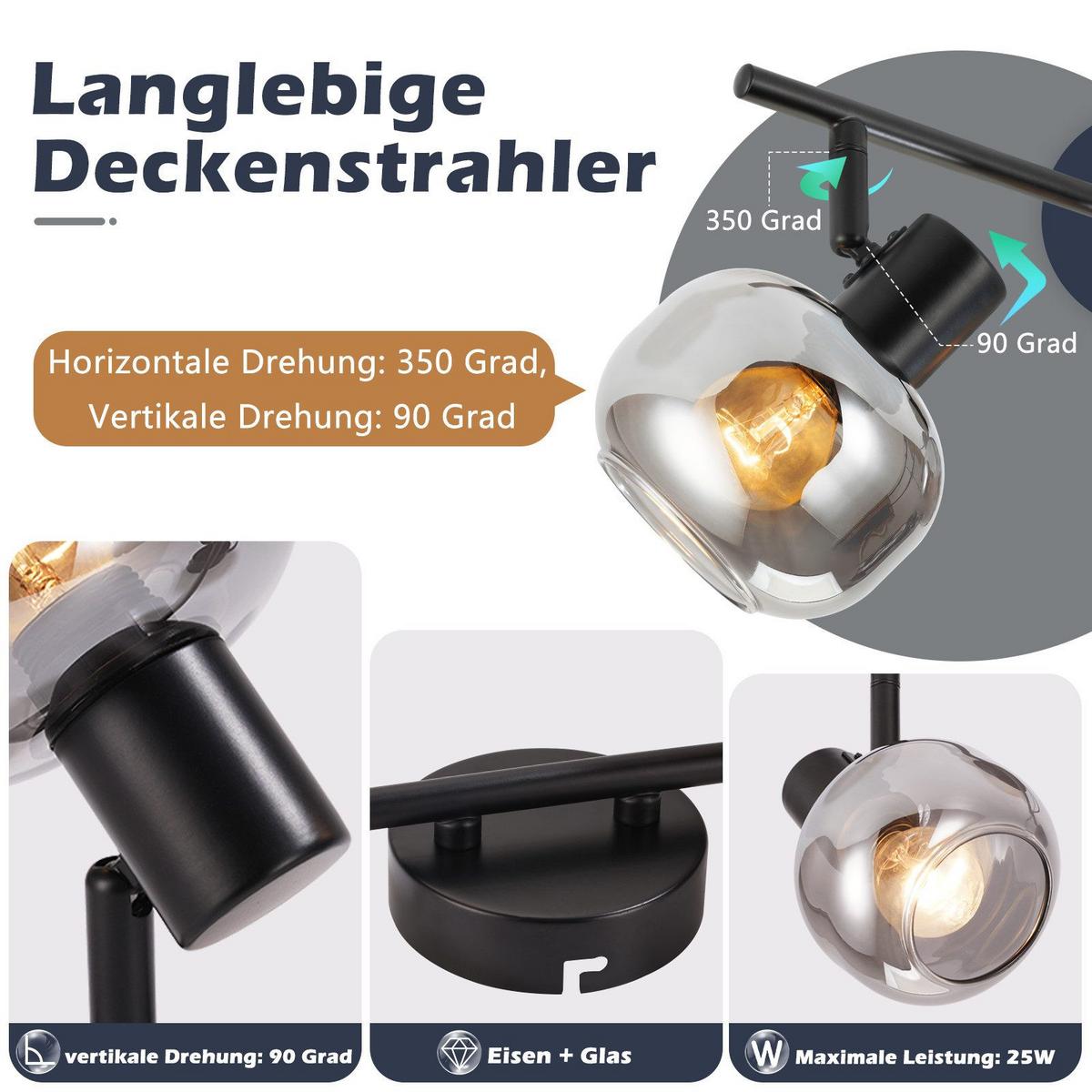 DECKENSTRAHLER Cottbus 2-flammig 30.3/11/19.5 cm - Schwarz, Metall (30.3/11/19.5cm) - Nettlife
