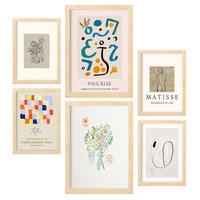 POSTER Set Mit 6 Modernismus Sammlung A3 & A4 Rahmen Aus Hellem Holz - Beige, Papier (29/3cm) - Nacnic