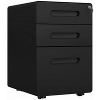ROLLCONTAINER Aktenschrank mit 3 Schubladen Bürocontainer Stahl Schwarz - Schwarz, Metall (48/59/39cm) - Vinsetto