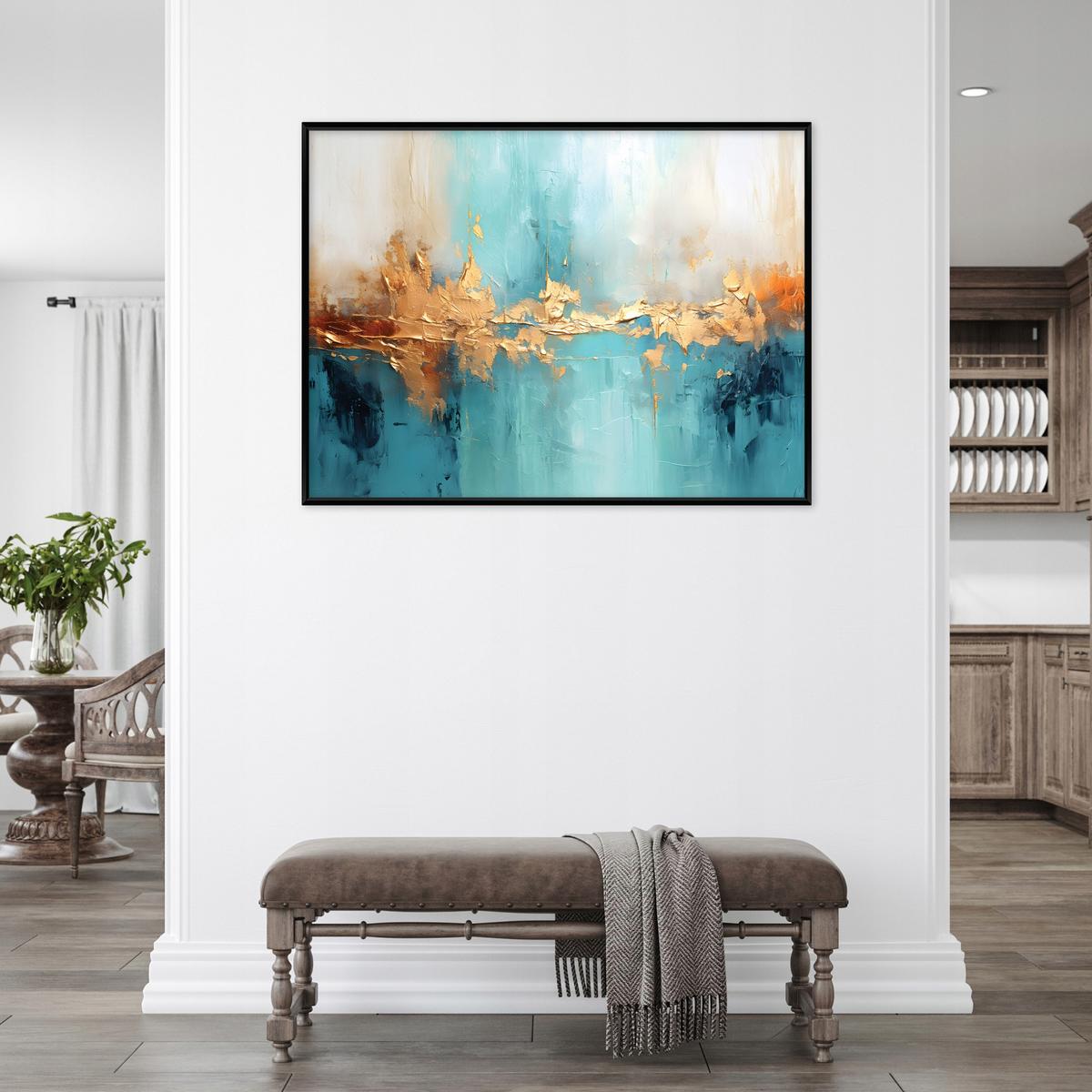 BILDER mit Rahmen Marmor Abstrakt Golden 60x40 cm - Multicolor, Holzwerkstoff (60/40cm) - Wallarena