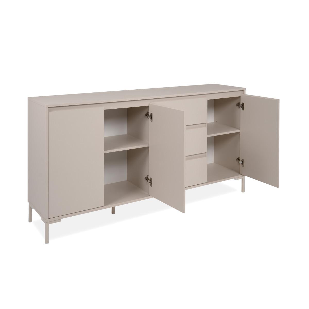 SIDEBOARD 3 Türen und 3 Schubladen, kaschmirfarben 40/87/170 cm - Beige, Holzwerkstoff (40/87/48cm) - Calicosy