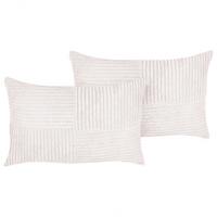 DEKOKISSEN CORD 2er-Set Cremeweiß 50/30 cm Millet - Ecru, Textil (50/30cm) - Beliani