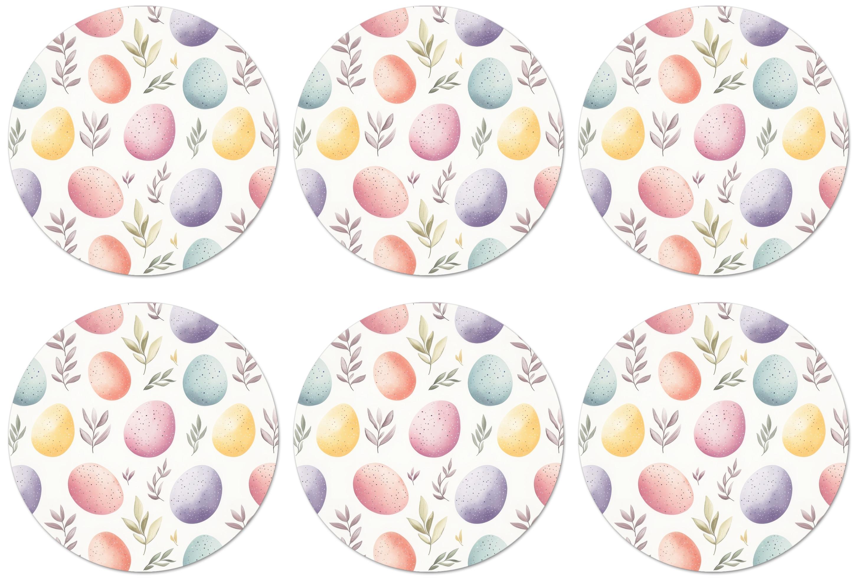 GLASUNTERSETZER Eier - Bunt - Muster Zubehör für Getränke 10x10 cm - Weiß, Naturmaterialien (10/0.2cm) - MuchoWow