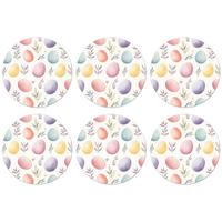 GLASUNTERSETZER Eier - Bunt - Muster Zubehör für Getränke 10x10 cm - Weiß, Naturmaterialien (10/0.2cm) - MuchoWow