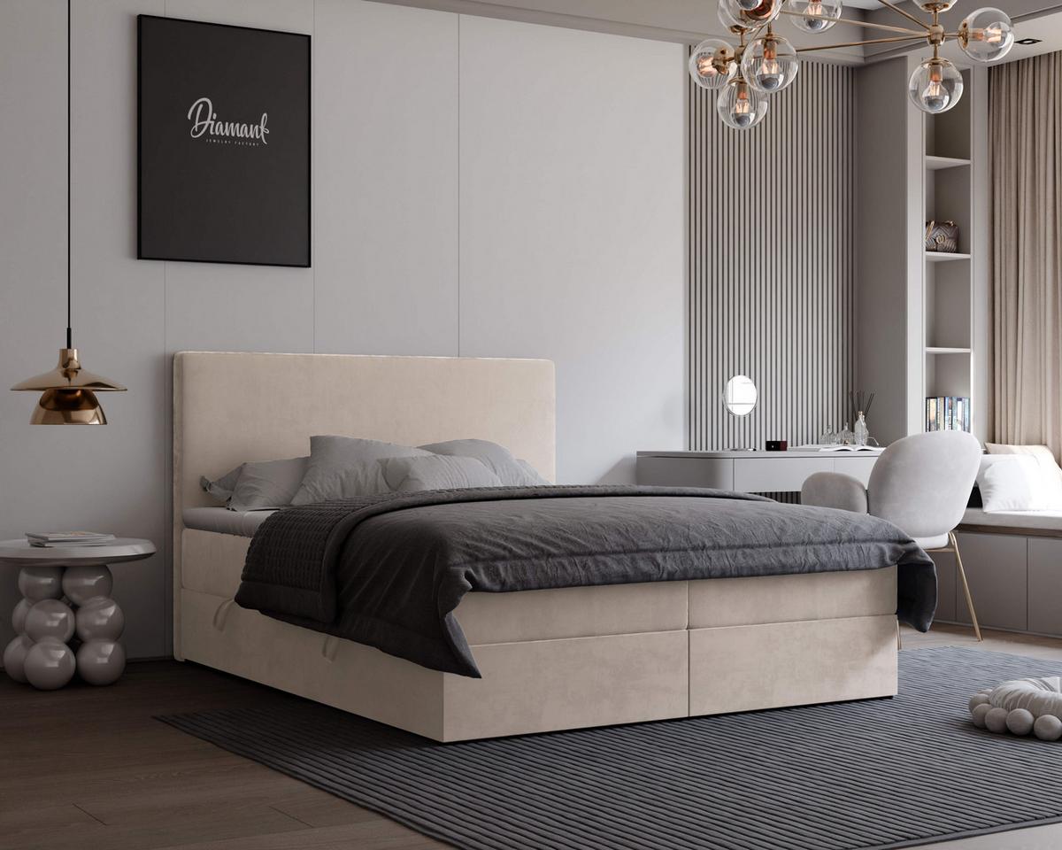 BOXBETT 180x200 cm mit Topper - Creme, Holzwerkstoff/Textil (180/200cm) - Idohome