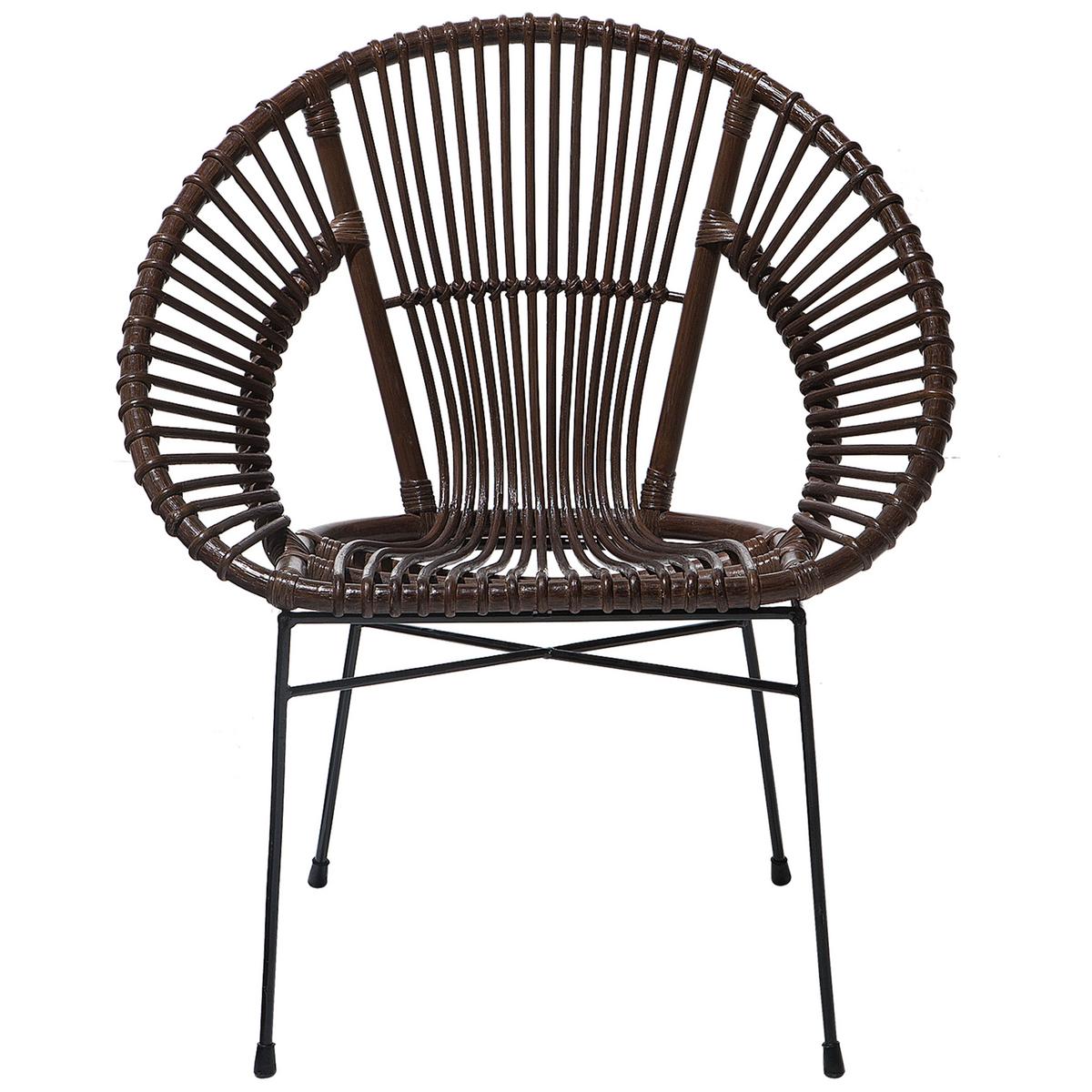 RATTANSTUHL Rattan Braun Sarita - Braun, Naturmaterialien/Metall (70/80/48cm) - Beliani