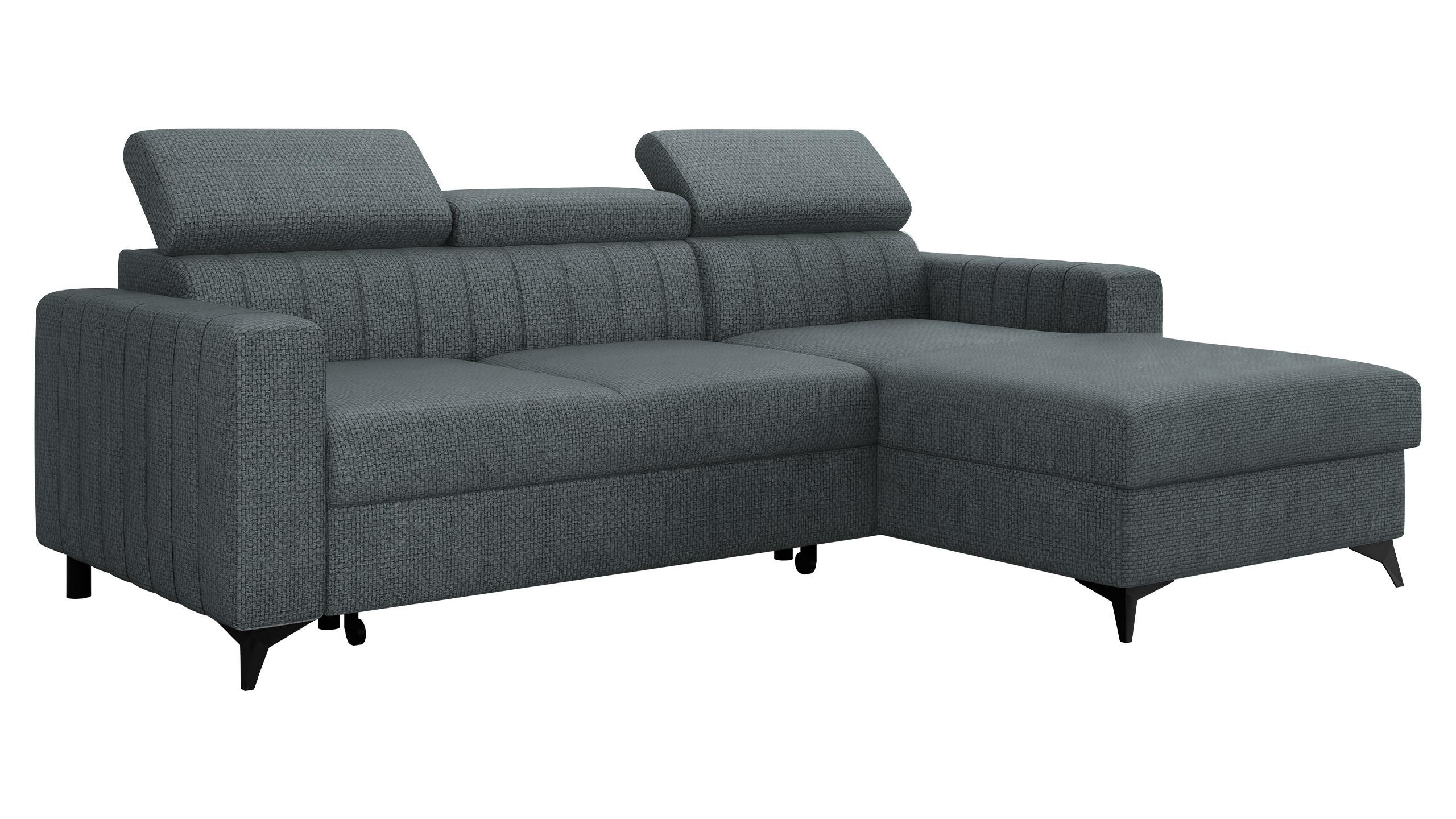 ECKSOFA Milano, Seite: Rechts 2R+LC - Blaugrau/Schwarz, Holz/Textil (236/172cm) - MIRJAN24