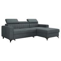 ECKSOFA Milano, Seite: Rechts 2R+LC - Blaugrau/Schwarz, Holz/Textil (236/172cm) - MIRJAN24