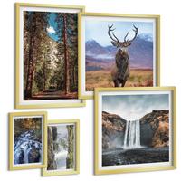 BILDER SET 5er Set - 50x50 cm & 20x30 cm & 40x60 cm Goldrahmen - London-Ansichtsgemälde-Set - Goldfarben, Kunststoff (40/60cm) - TULUP