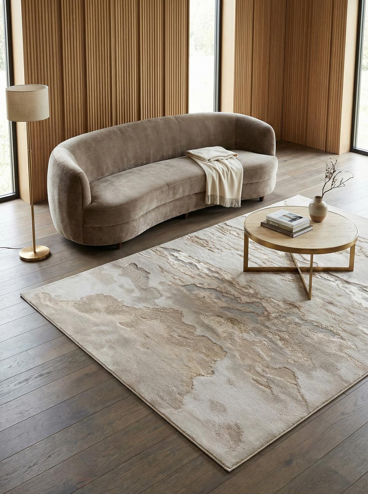 TEPPICH SARNTAL, abstrakt, Florhöhe 8 mm, Gold, 120 x 170 cm - Goldfarben, Textil (120/170cm) - KADIMA DESIGN