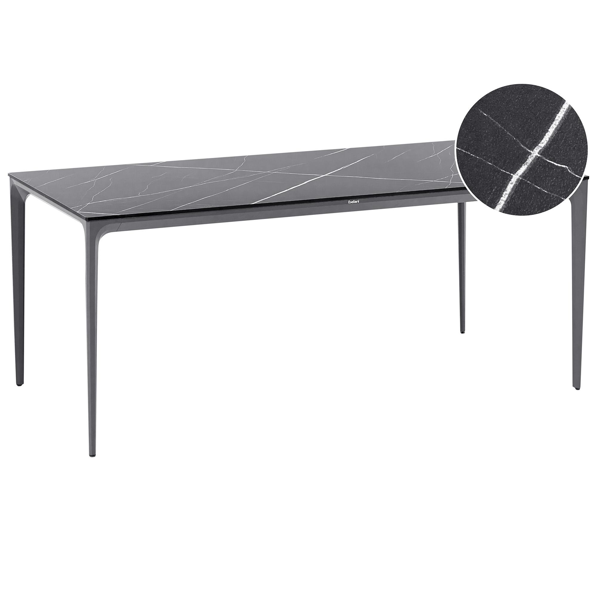 GARTENTISCH 180/90 cm Marmor Optik Schwarzer Marmor Sovareto - Dunkelgrau, Kunststoff (180/90/75cm) - Beliani