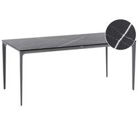 GARTENTISCH 180/90 cm Marmor Optik Schwarzer Marmor Sovareto - Dunkelgrau, Kunststoff (180/90/75cm) - Beliani
