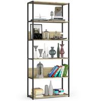 STANDREGAL Schwarz, Eiche Artisan 192/80/32 - Schwarz/Eiche Artisan, Holzwerkstoff (80/192/32cm) - RAUMHIRSCH FURNITURE