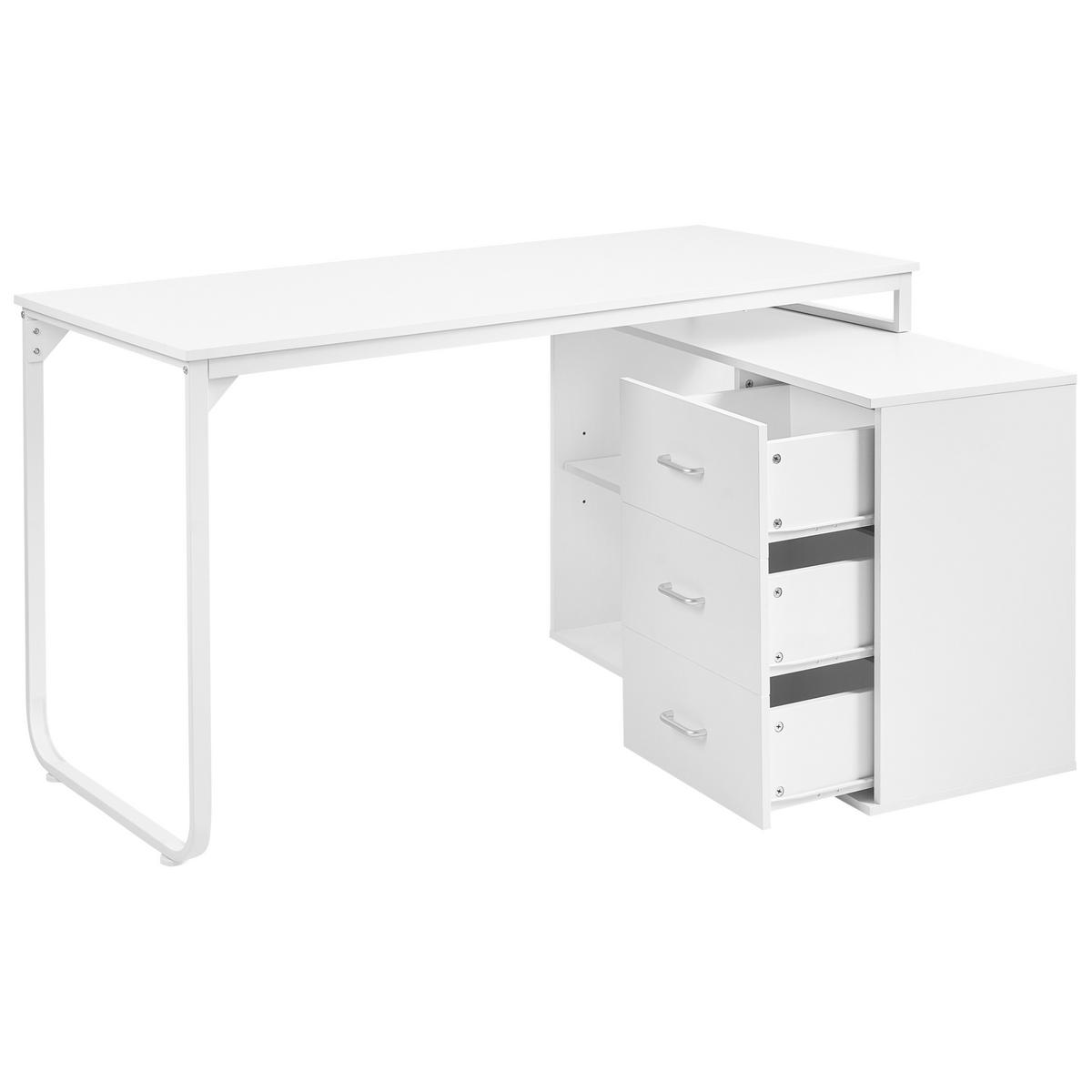 ECKSCHREIBTISCH Weiß 140/100 cm Sogne - Weiß, Holzwerkstoff (100/140/75cm) - Beliani