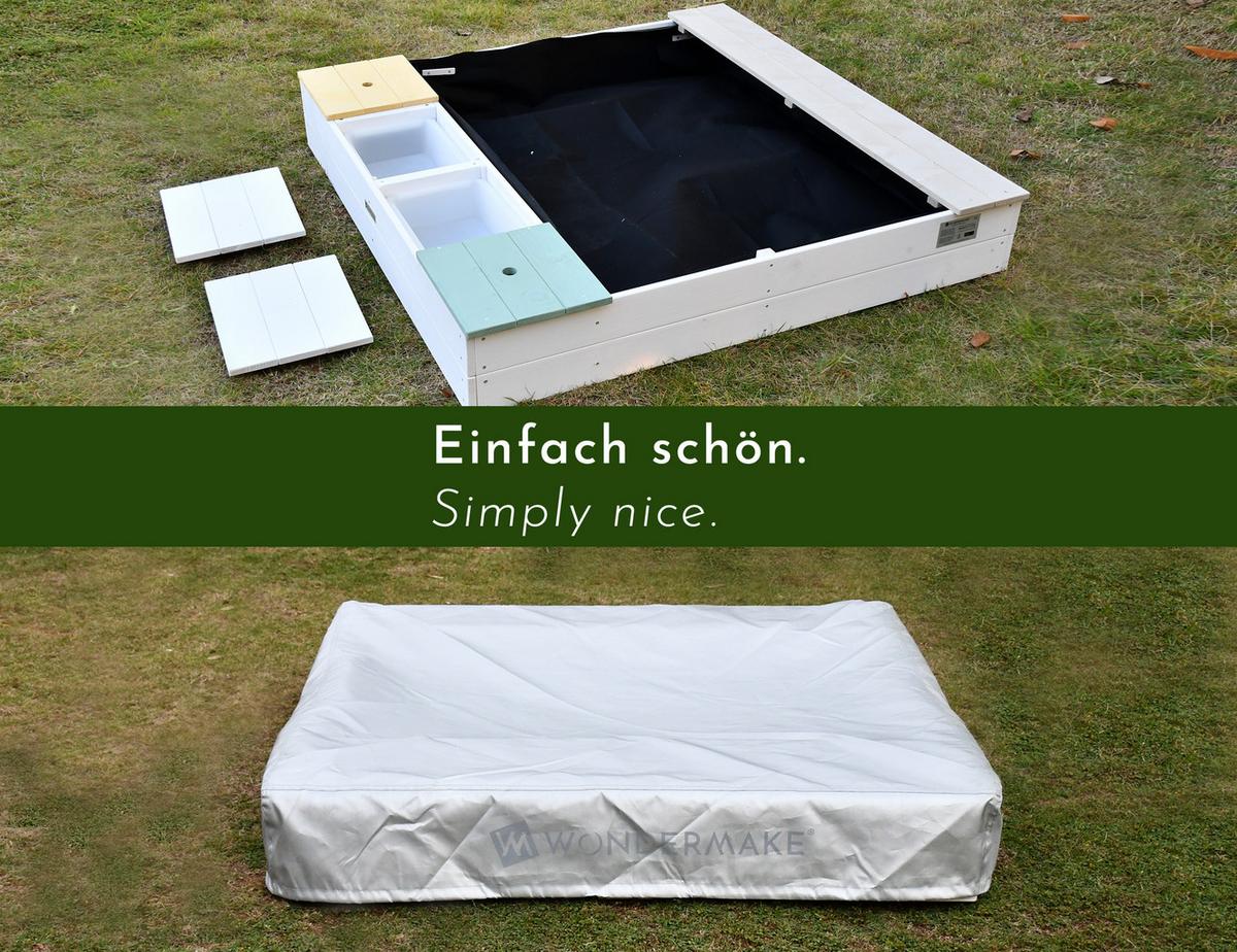 SANDKASTEN arena2 - Weiß, Holz (113/113/19cm) - WONDERMAKE