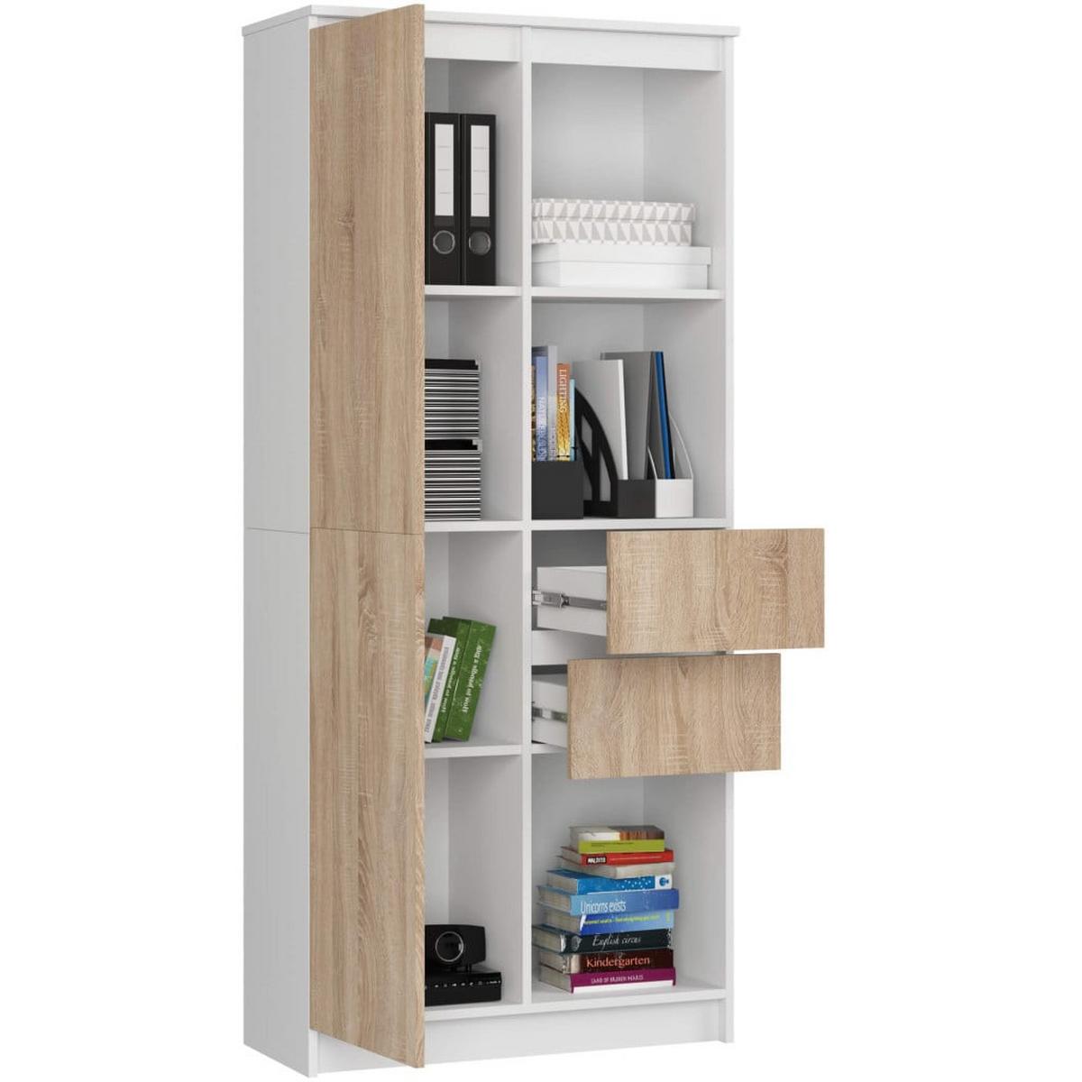 STANDREGAL Weiß, Eiche Sonoma 180/80/35 - Weiß, Holzwerkstoff (80/180/35cm) - RAUMHIRSCH FURNITURE