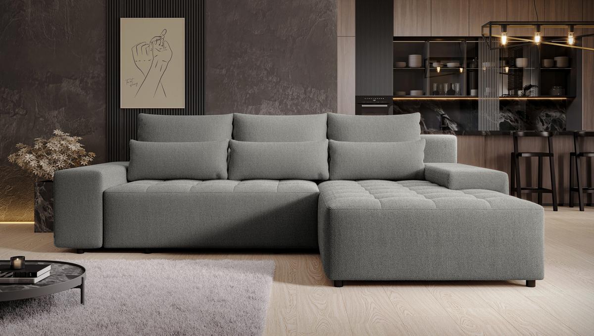 ECKSOFA L Form Alvorada Grau 280/184/88 cm – modernes Sofa fürs Wohnzimmer - Schwarz/Grau, Kunststoff/Textil (280/184cm) - AX Living