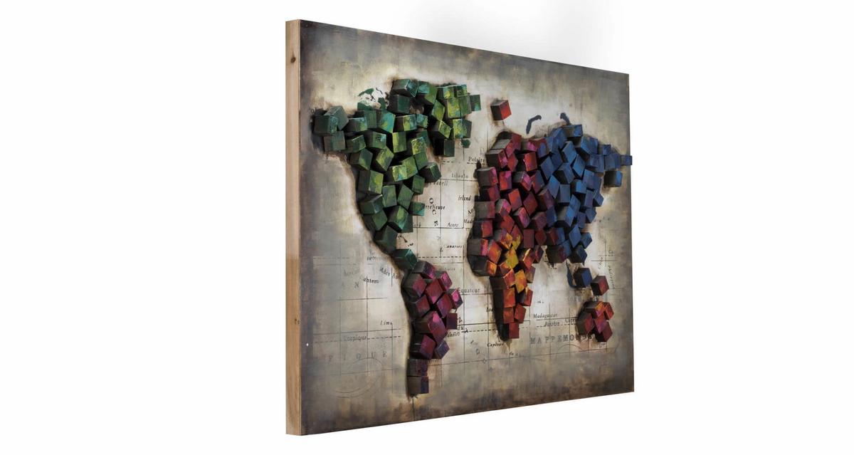 HOLZBILD Bunt 100/70 cm - Multicolor, Holz (6.4/70cm) - KUNSTLOFT