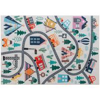 TEPPICH Anti-Rutsch Küchenteppich Kurzflor mit Fleece-Optik, Autobahn-Muster - Multicolor, Textil (120/160cm) - HOMCOM