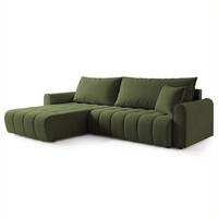 ECKSOFA FRIGA Olivgrün Strukturstoff mit Schlaffunktion - Olivgrün, Holz (283/185cm) - MASSENO
