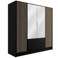 KLEIDERSCHRANK NELIA - 200 cm - Schwarz/Eiche Artisan, Holzwerkstoff (200/200/51cm) - ALTDECOR