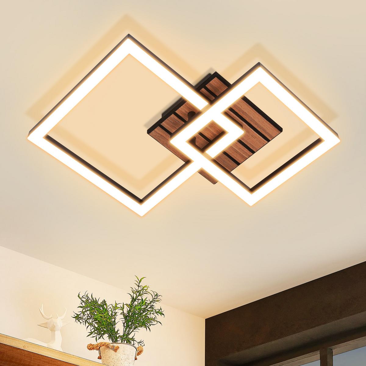 LED DECKENLEUCHTE Nyvyn 31.5/31.5/8 cm - Schwarz, Kunststoff/Metall (31.5/31.5/8cm) - ZMH