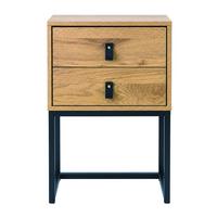 NACHTTISCH mit 2 Schubladen und Metallbeinen in Eichenoptik - Eschefarben, Holzwerkstoff (46/65.5/46cm) - Calicosy