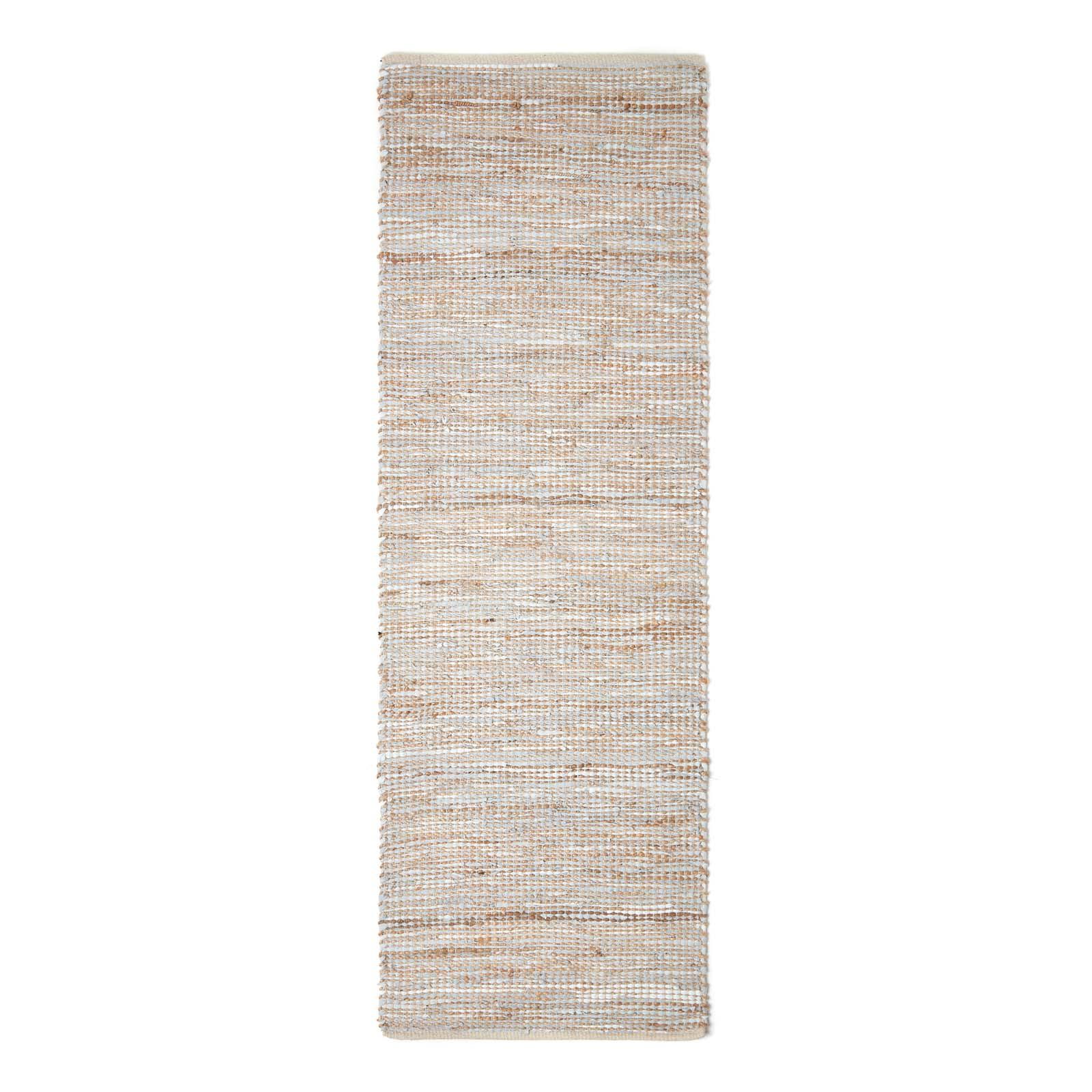 TEPPICHLÄUFER Madras, Leder & Hanf 66/200 cm - Naturfarben, Leder (66/200cm) - Homescapes