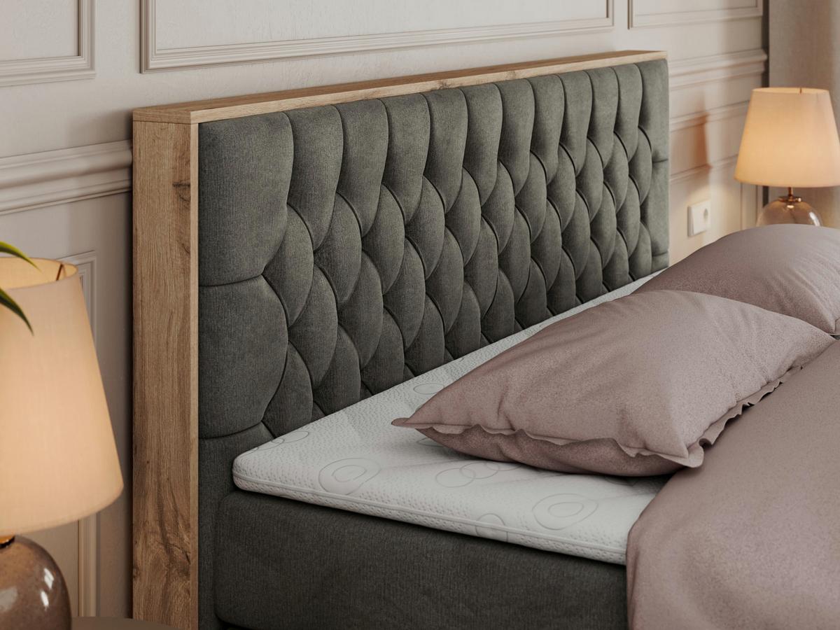 BOXSPRINGBETT AMORE KING 160/200 Dunkelgrau Velvet - H4 - Dunkelgrau, Holz/Textil (160/200cm) - MKS