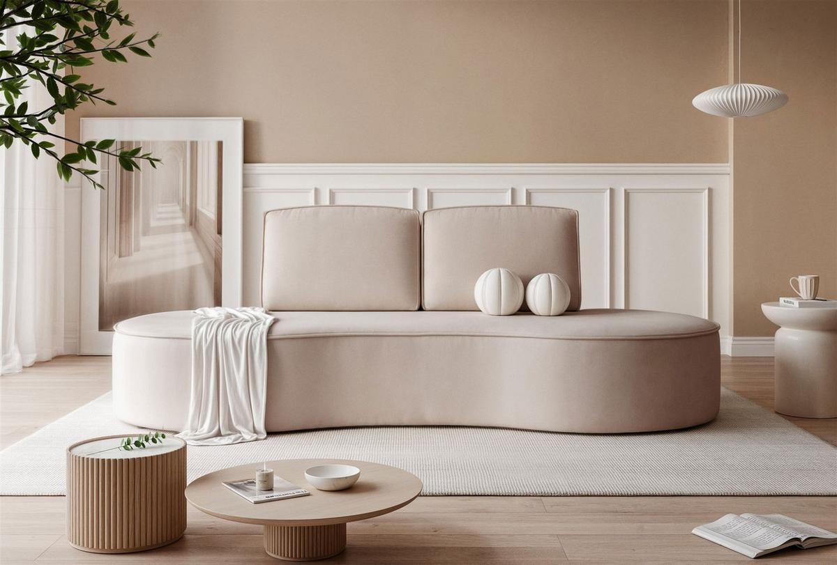 SOFA 3-sitzer Arlet In Stoff Riviera - Beige, Holzwerkstoff/Textil (234/88/101cm) - Fun Möbel