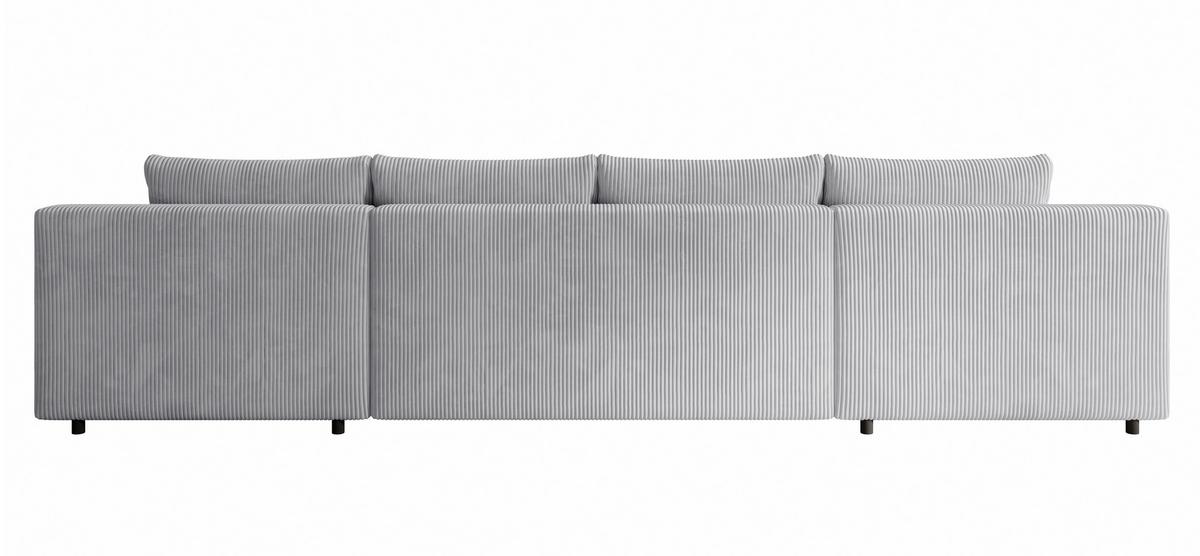 WOHNLANDSCHAFT Nelly U mit Bettkasten und Schlaffunktion, Cordstoff in U-Form - Grau, Textil (349/80/185cm)