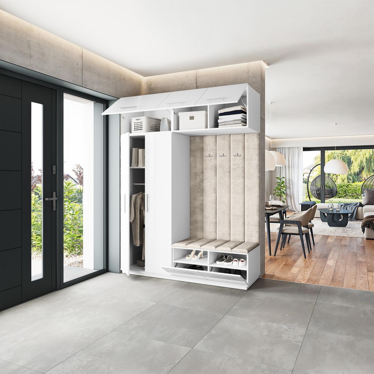 GARDEROBENSCHRANK REMA 180/240/60 cm Modern Weiß - Beige/Weiß, Holzwerkstoff (180/240/60cm) - MASSENO