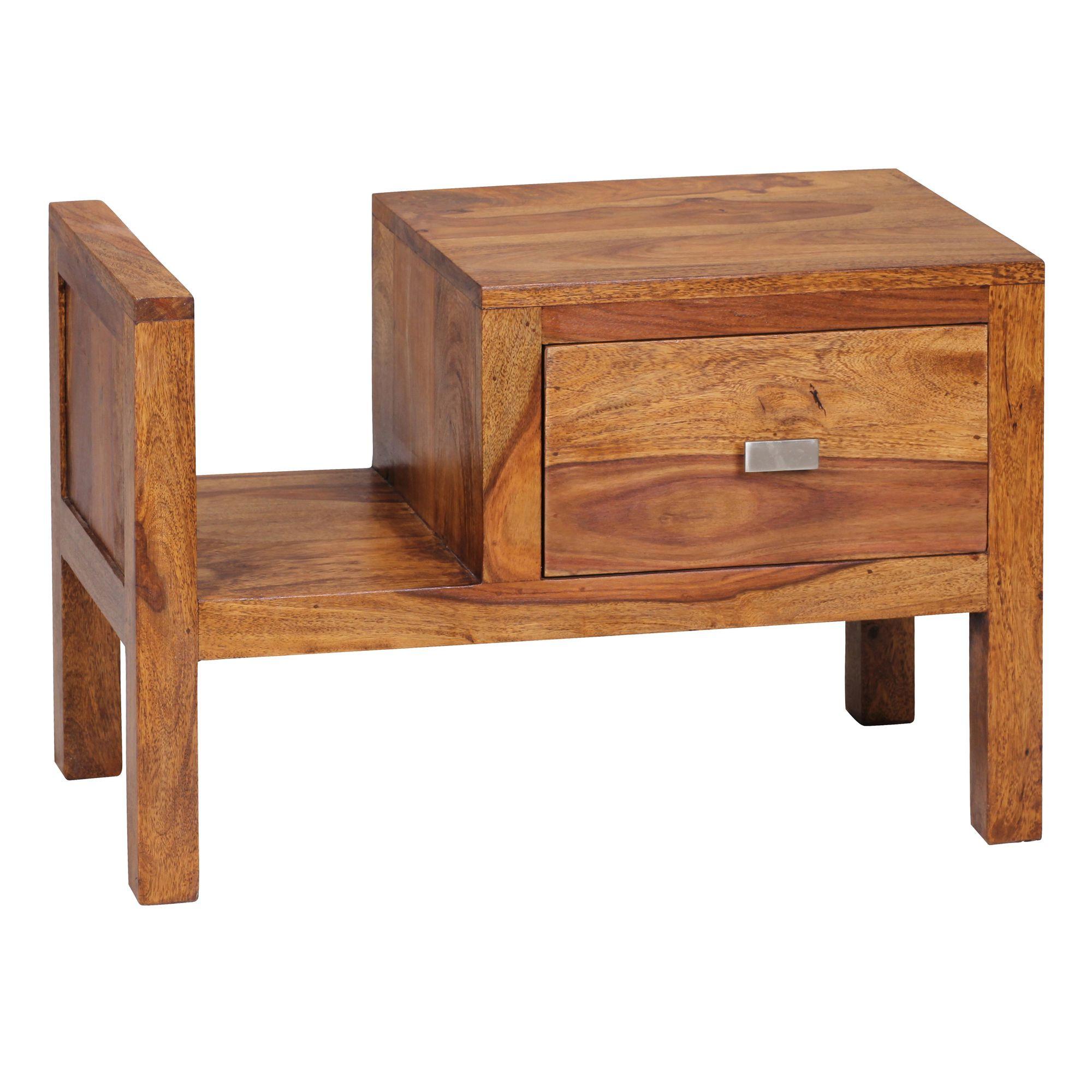 NACHTTISCH – Massivholz, 40 cm hoch, Schublade & Ablagefach, Landhausstil - Braun, Holz (60/40/30cm) - KADIMA DESIGN