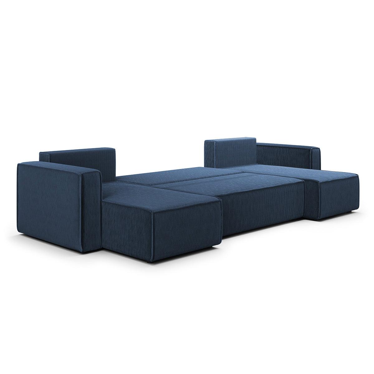 PANORAMASOFA Ezekiel 5 Sitzplätze Blau - Blau, Holz (309/73/145cm) - Petits-meubles