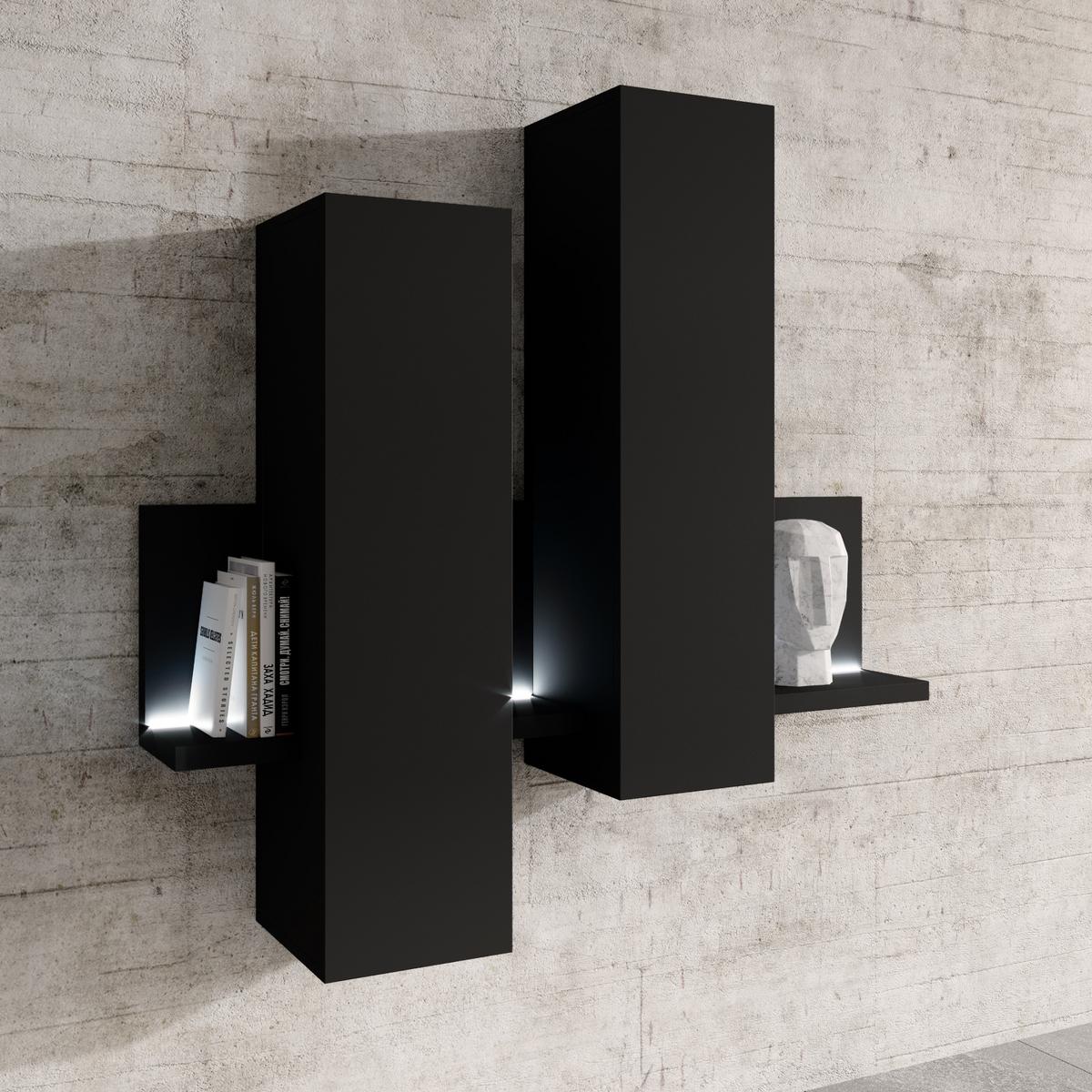VITRINE in Schwarz - Schwarz, Holzwerkstoff (152/142.4/35cm) - MASSENO