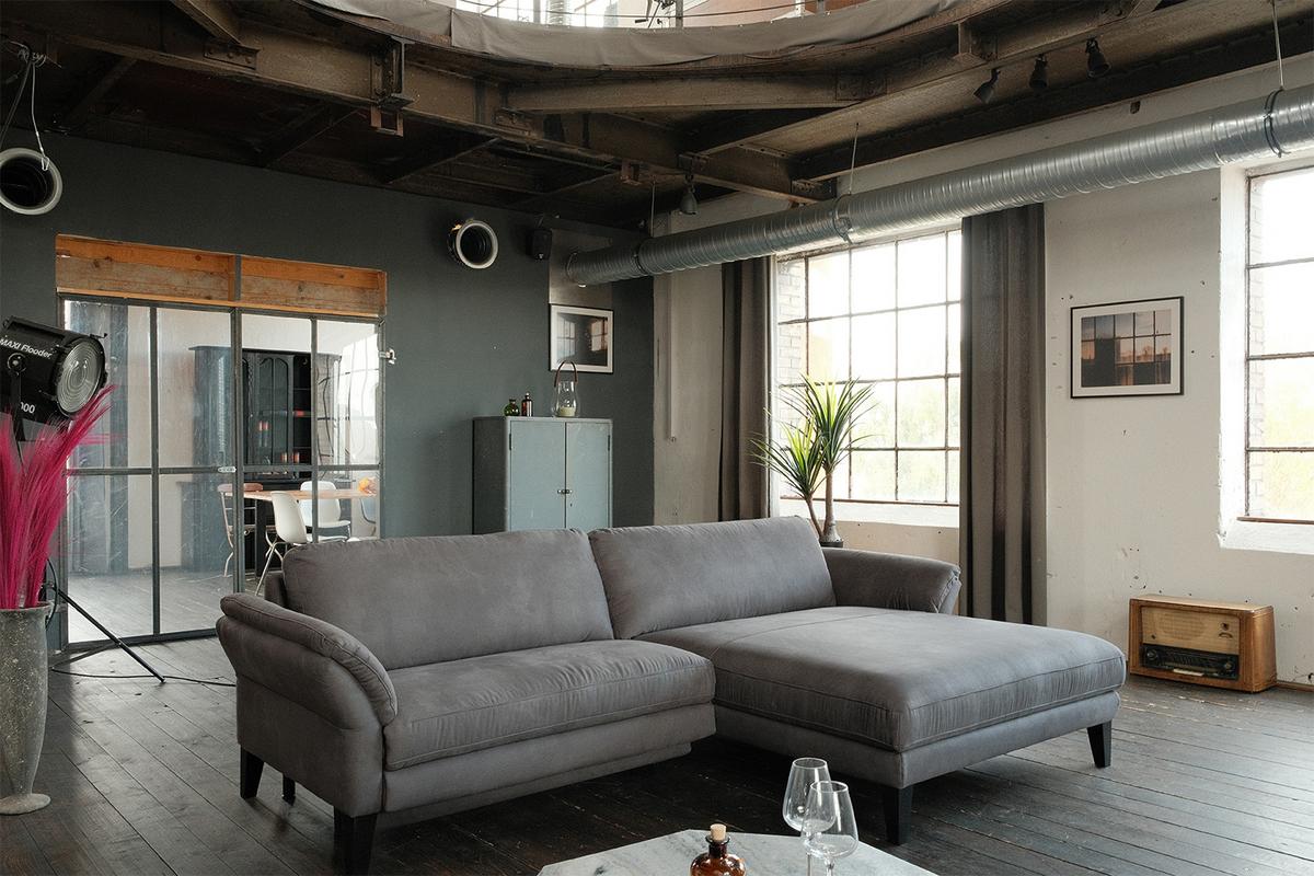 ECKSOFA MALTA Grau Webstoff - Schwarz/Grau, Buchenholz/Textil (302/175cm) - KAWOLA