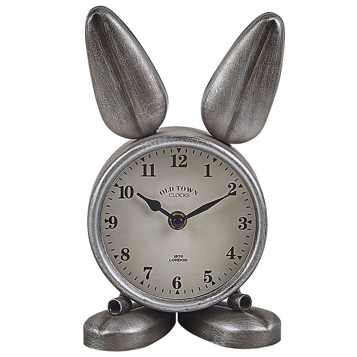 TISCHUHR Silber/Weiß/Schwarz Thusis - Silberfarben/Schwarz, Metall (15/24/10cm) - Beliani