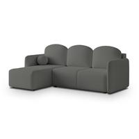 ECKSOFA SUVINO Grau Boucle-Stoff mit Schlaffunktion - Grau, Holz (230/143cm) - MASSENO