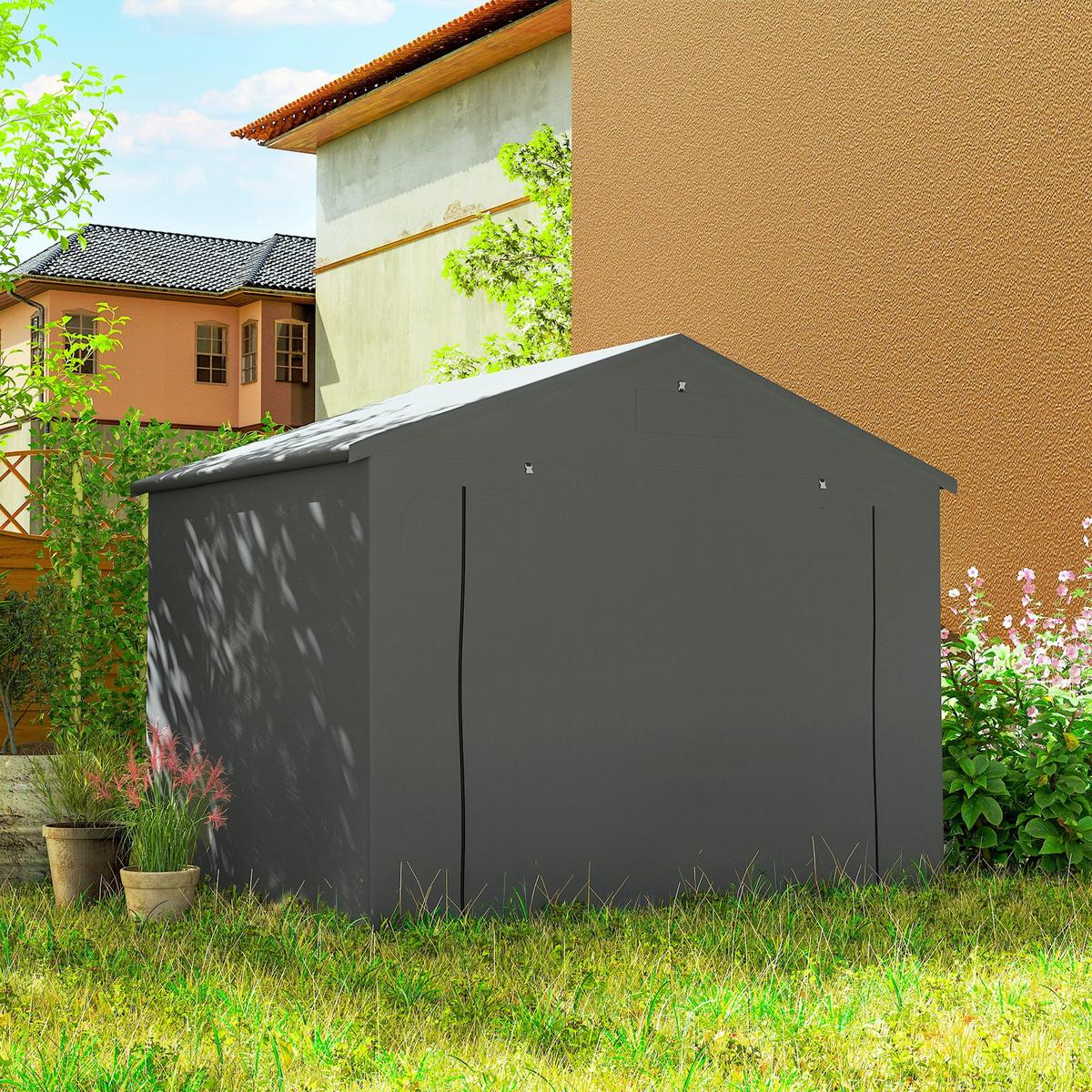 ZELTGARAGE 2,5x1,8 m Wasserdicht Garagenzelt mit aufrollbarer Reißverschlusstür - Dunkelgrau, Metall (180/202/247cm) - Outsunny