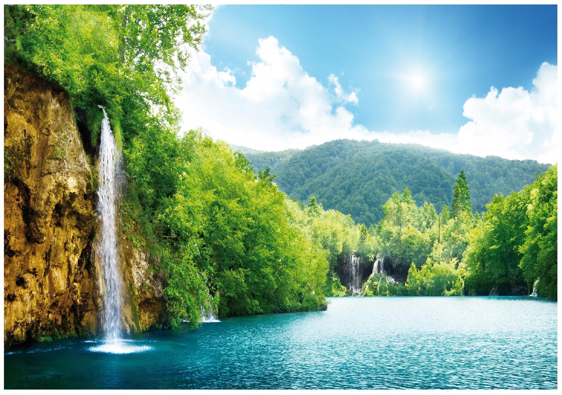 FOTOTAPETE Wasserfall 3D Natur 150x105 - Multicolor, Papier (150/105cm) - Wallarena
