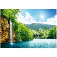 FOTOTAPETE Wasserfall 3D Natur 150x105 - Multicolor, Papier (150/105cm) - Wallarena