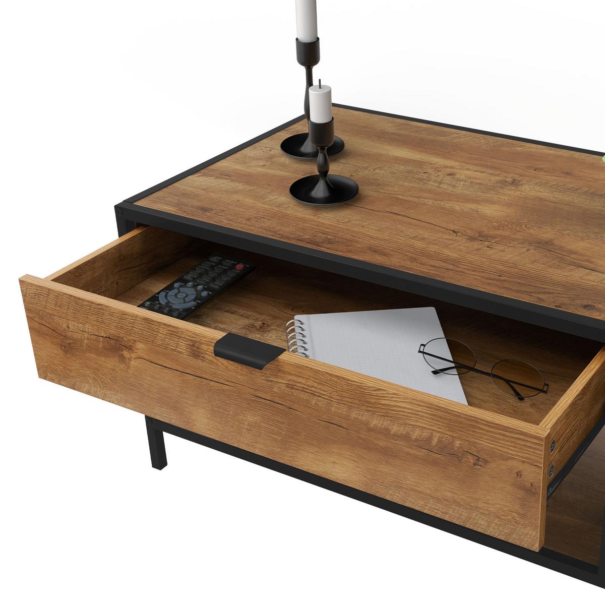COUCHTISCH 100x54x45 cm Braun-Eiche aus Holz mit Metallgestell - Braun, Metall (54/100/45cm) - ML-DESIGN