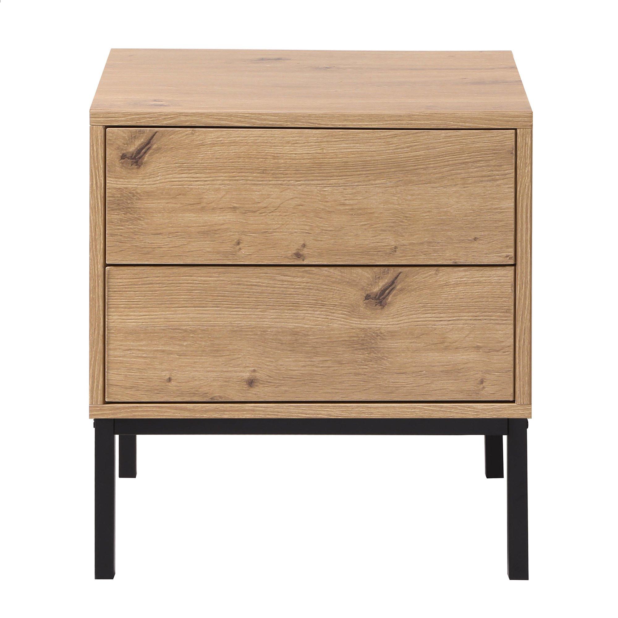 NACHTTISCH mit 2 Schubladen Holzdekor 45/40/50 cm - Eichefarben, Holzwerkstoff (40/50/45cm) - Calicosy