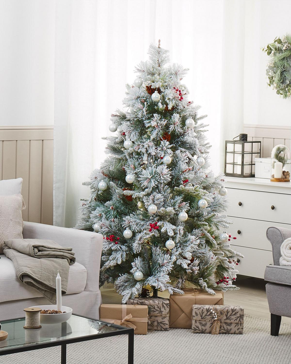 WEIHNACHTSBAUM 180 cm Weiß Masala - Weiß, Kunststoff (180cm) - Beliani