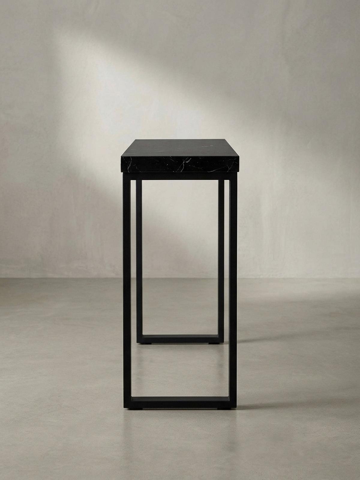 KONSOLENTISCH – Marmoroptik Schwarz, 120x40x76 cm, Hochglanz, Metallbeine - Schwarz, Holzwerkstoff/Metall (40/120/76cm) - KADIMA DESIGN