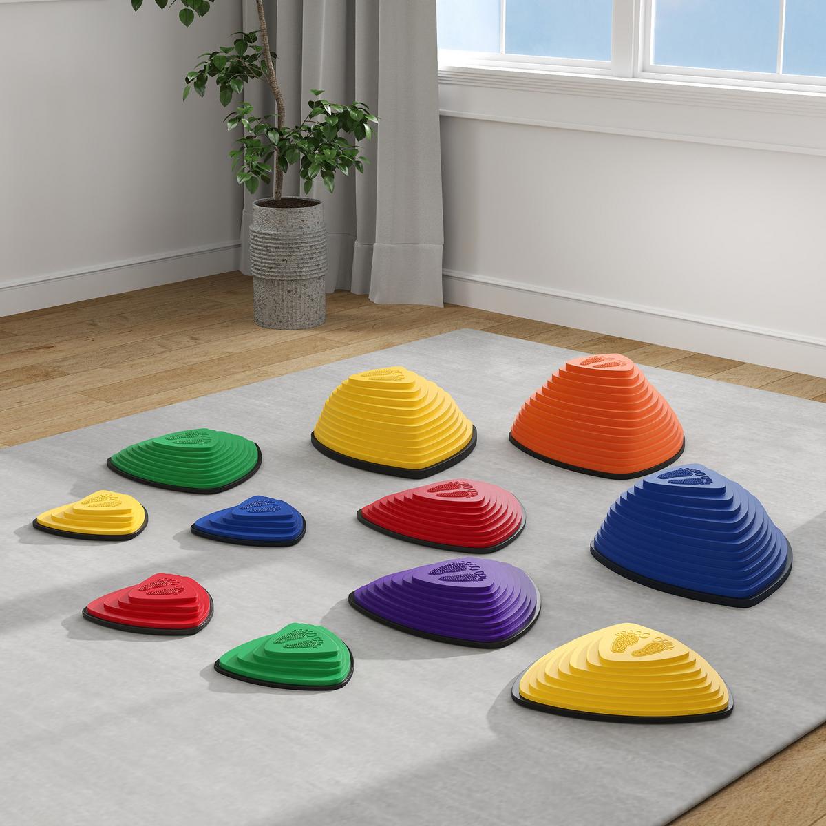 BALANCIERSTEINE 11 Stück Rutschfeste Trittsteine für Kinder 3-8 Jahren Bunt - Multicolor, Kunststoff (37.5/16/37.5cm) - AIYAPLAY