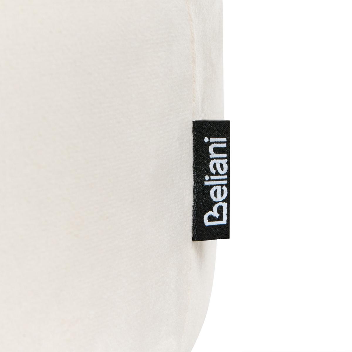 HOCKER Samtstoff Cremeweiß Delco - Weiß, Textil (35/40/35cm) - Beliani