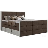 BOXSPRINGBETT ALNOR KING DUO 200/200 - Braun Velvet - Topper Visco - H3 - Schwarz/Braun, Kunststoff/Textil (200/200cm) - MKS