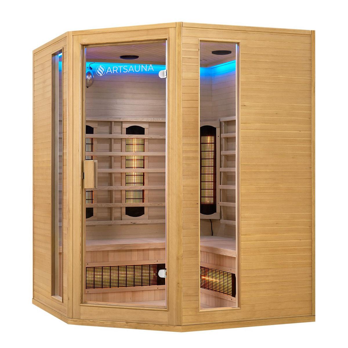 INFRAROTKABINE Nyborg E150V mit Vollspektrum-, Flächenstrahlern & Hemlockholz - Naturfarben, Holz (150/190/150cm) - Artsauna