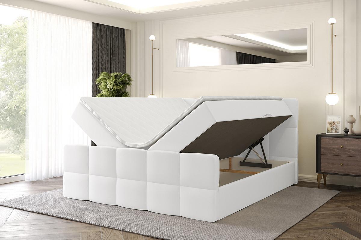 BOXBETT mit Matratze H4 und Lattenrost - LIRO-Z - 120x200 - Weiß Kunstleder - Weiß, Holzwerkstoff (120/200cm) - ALTDECOR